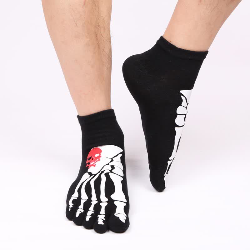 Skull and Claw Print Toe Socks(6 Pairs)