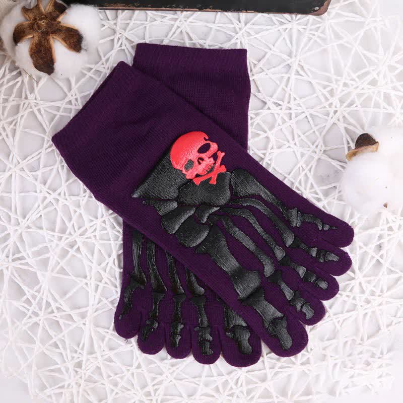 Skull and Claw Print Toe Socks(6 Pairs)
