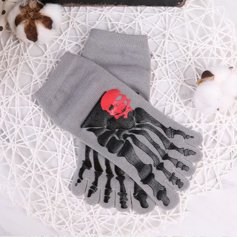 Skull and Claw Print Toe Socks(6 Pairs)