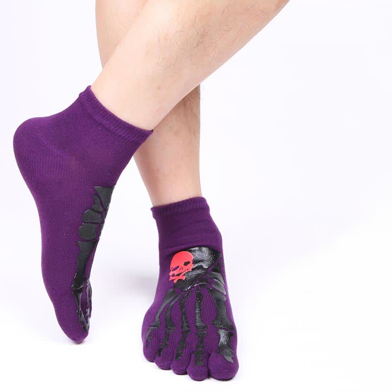Skull and Claw Print Toe Socks(6 Pairs)
