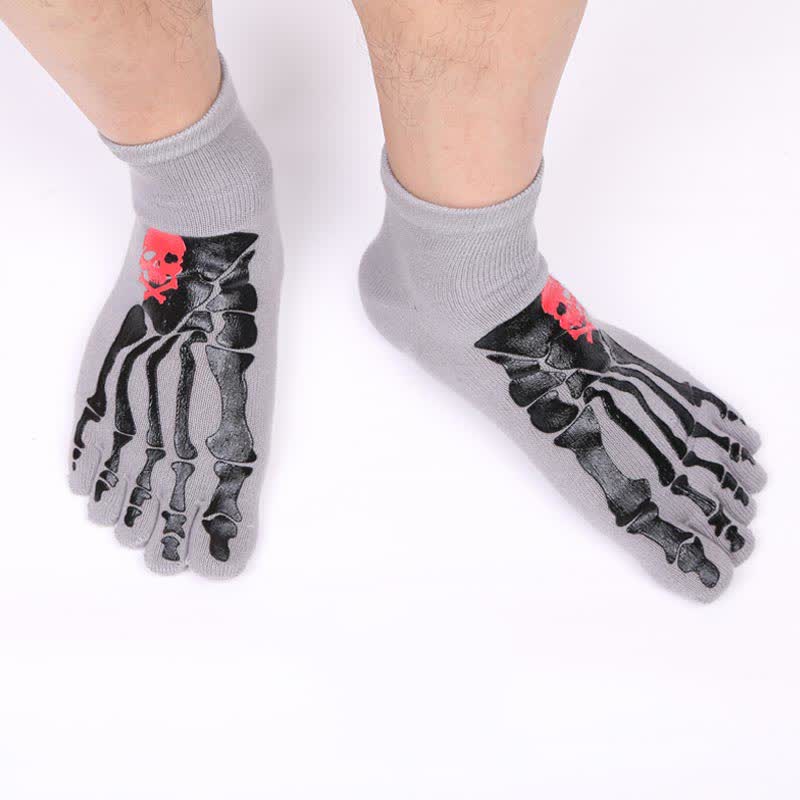 Skull and Claw Print Toe Socks(6 Pairs)
