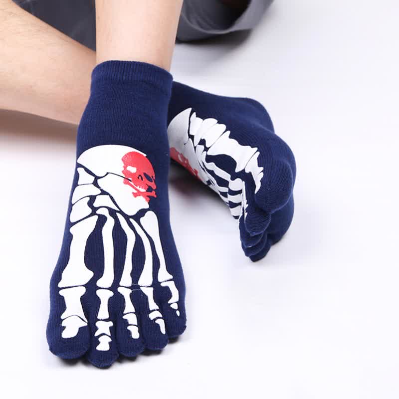 Skull and Claw Print Toe Socks(6 Pairs)