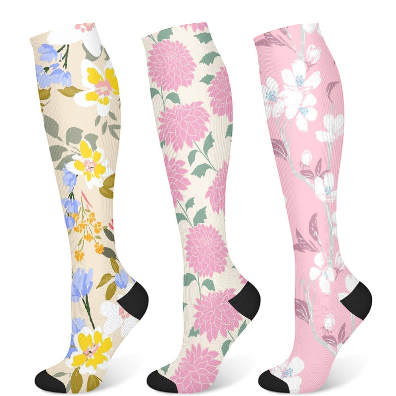 Elegant Floral Compression Socks(3 Pairs) - image 5