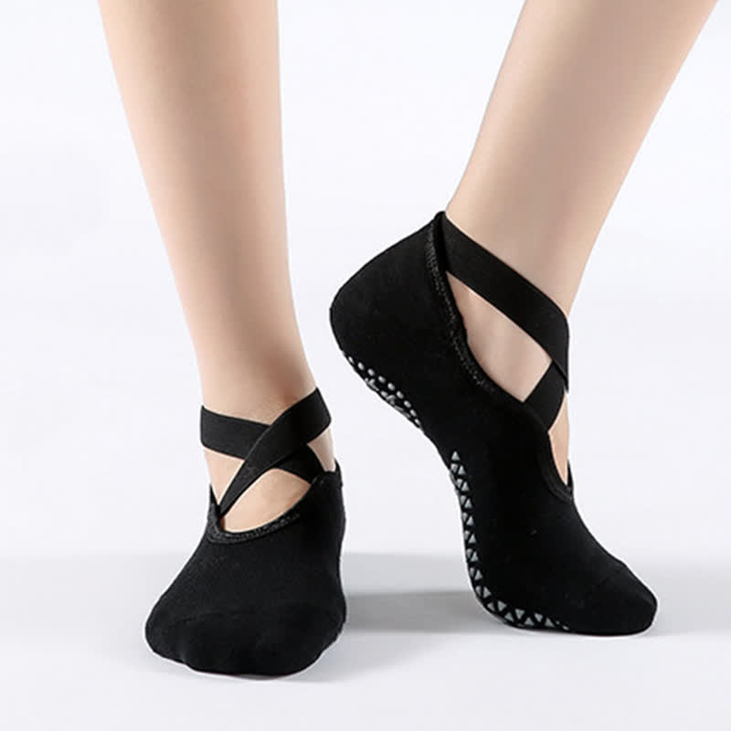 Cotton Non-Slip Cross Strap Floor Socks(6 Pairs)