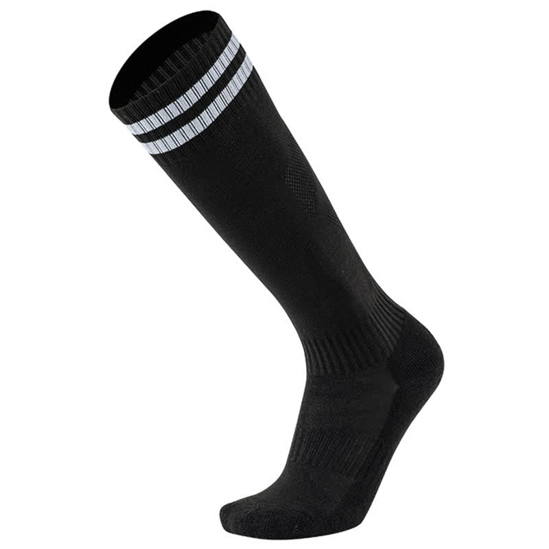 Solid Color Striped Knee-high Breathable Soccer Socks(5 Pairs)