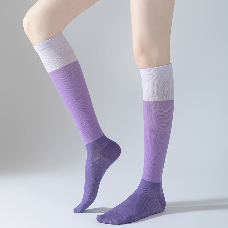 Gradient Colorblock Sports Compression Socks(4 Pairs)