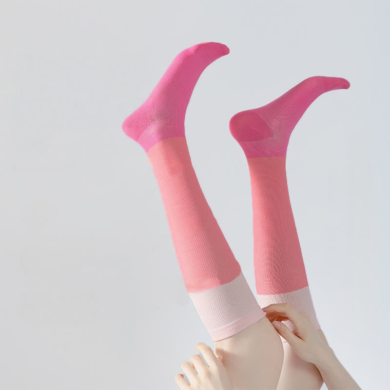 Gradient Colorblock Sports Compression Socks(4 Pairs)