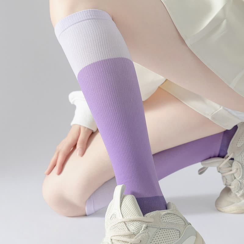 Gradient Colorblock Sports Compression Socks(4 Pairs)