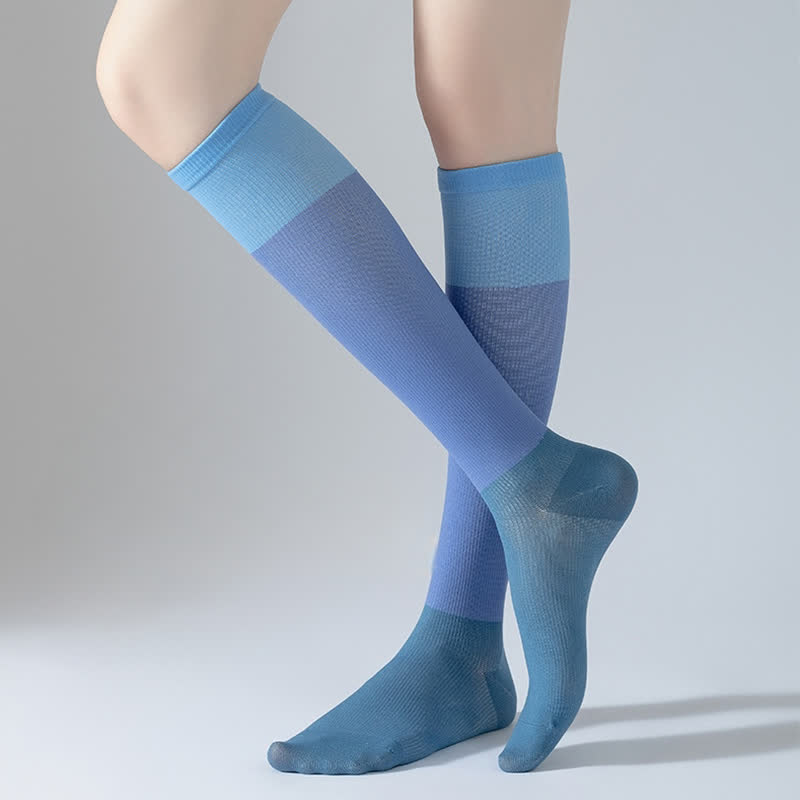 Gradient Colorblock Sports Compression Socks(4 Pairs)