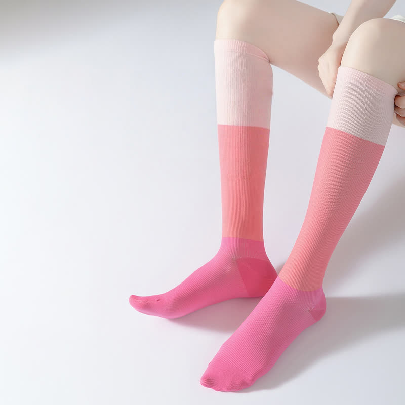 Gradient Colorblock Sports Compression Socks(4 Pairs)