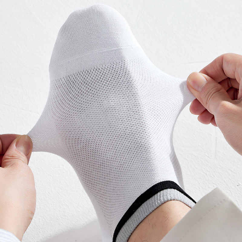 Mesh Breathable Pure Cotton Spliced Ankle Socks(5 Pairs)