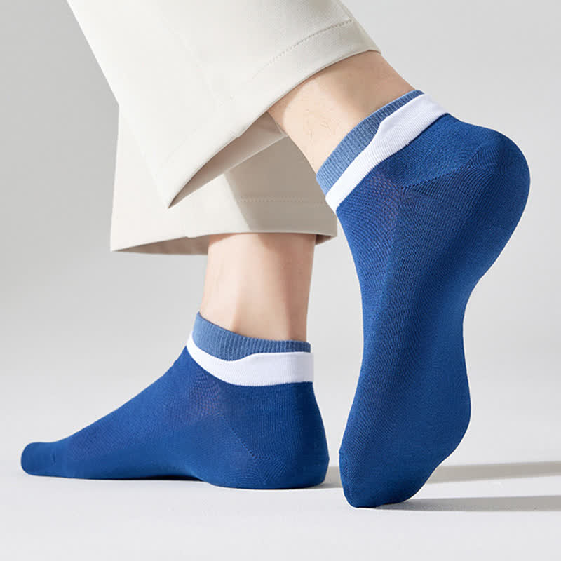 Mesh Breathable Pure Cotton Spliced Ankle Socks(5 Pairs)