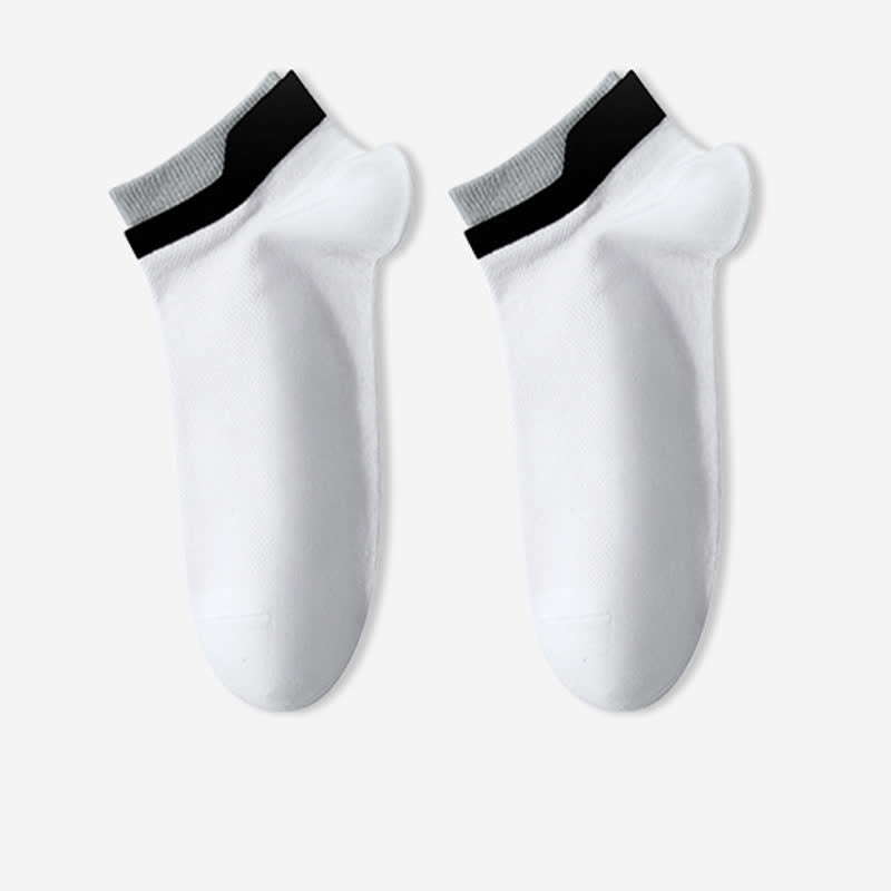 Mesh Breathable Pure Cotton Spliced Ankle Socks(5 Pairs)