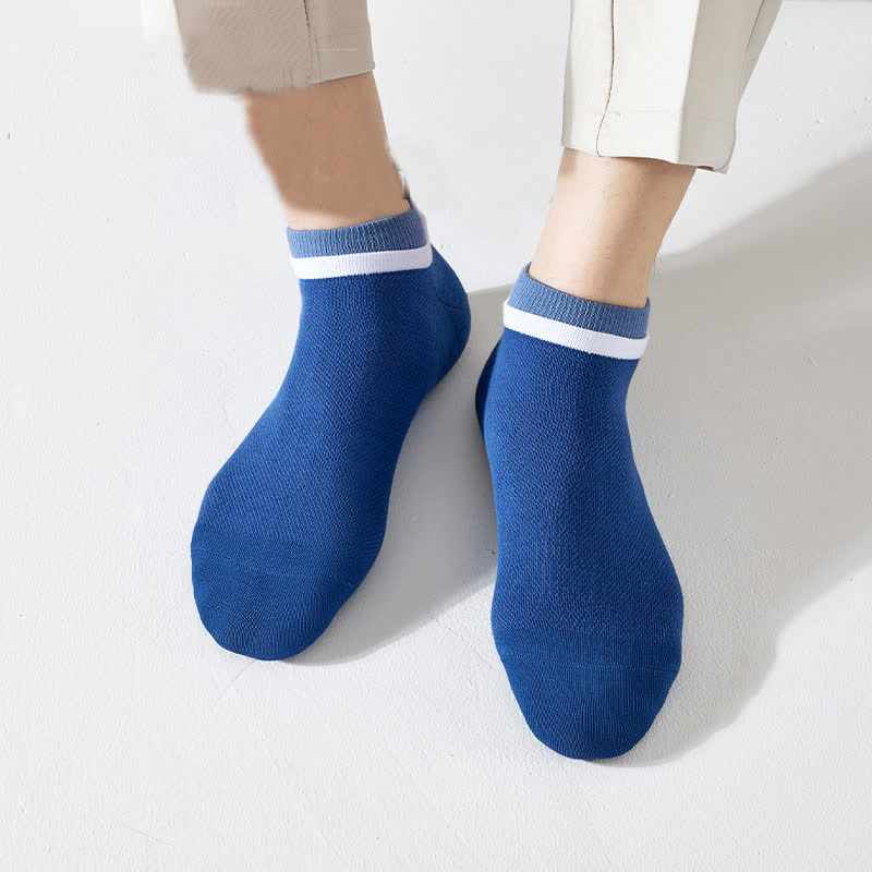 Mesh Breathable Pure Cotton Spliced Ankle Socks(5 Pairs)