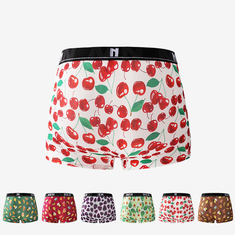 Food Fruit Print Men's Breathable Boxer Briefs(3 Packs)