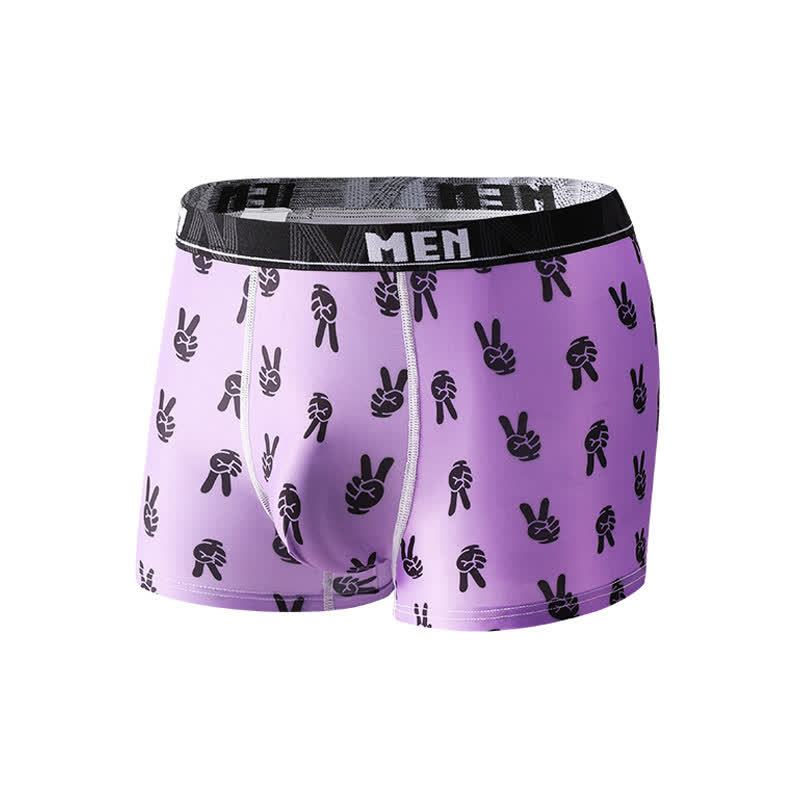 Animal Gesture Print Men's Breathable Boxer Briefs(3 Packs) - Purple - 2XL - image 11
