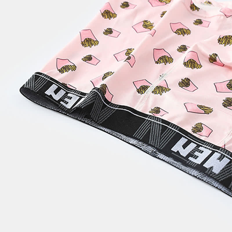 Food Snacks Print Men's Breathable Boxer Briefs(5 Packs)