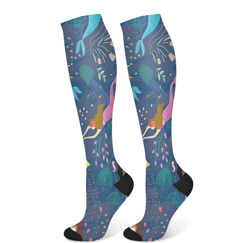 Mermaid Series Compression Socks(3 Pairs) - Blue(1 Pair) - S/M - image 7