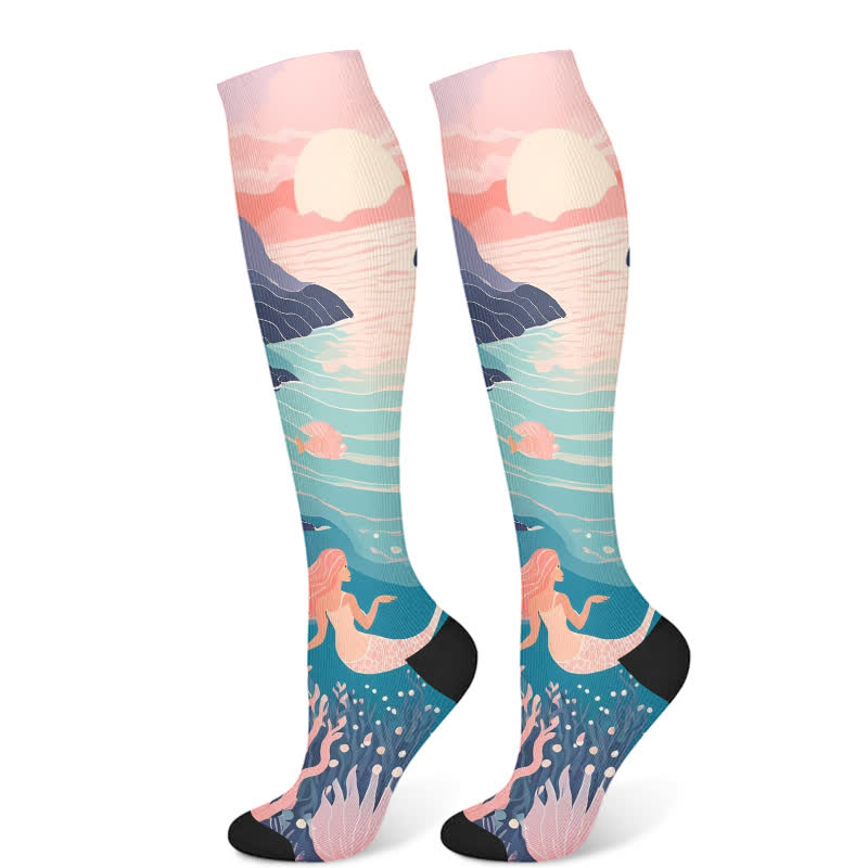 Mermaid Series Compression Socks(3 Pairs) - Pink(1 Pair) - S/M - image 6