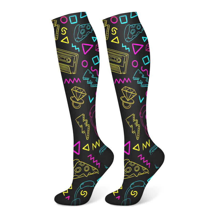 Music Note Series Compression Socks(3 Pairs)