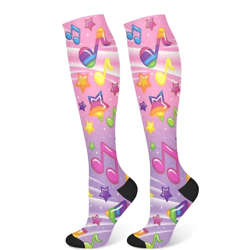 Music Note Series Compression Socks(3 Pairs)