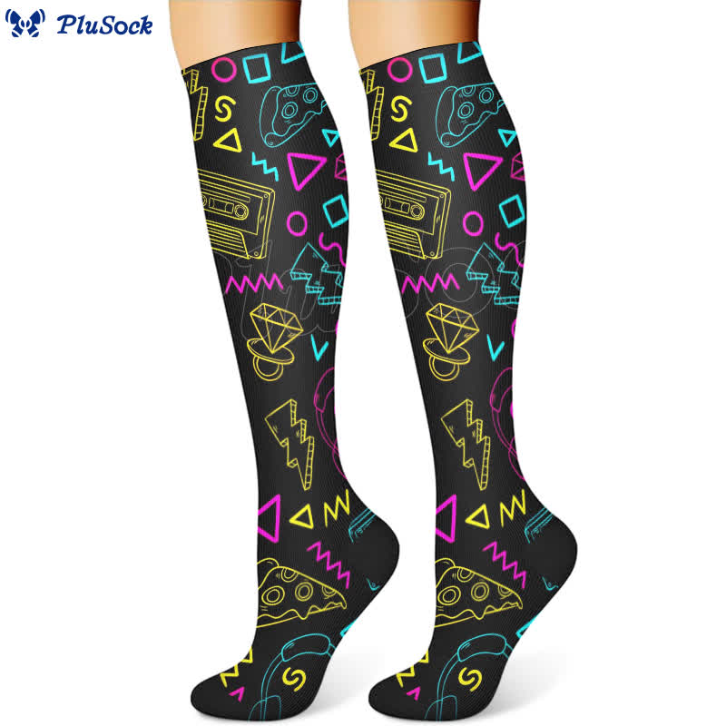 Music Note Series Compression Socks(3 Pairs)