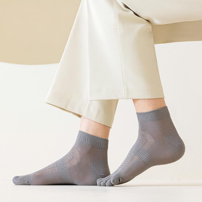 Pure Cotton Mesh Five-toe Ankle Socks(3 Pairs)