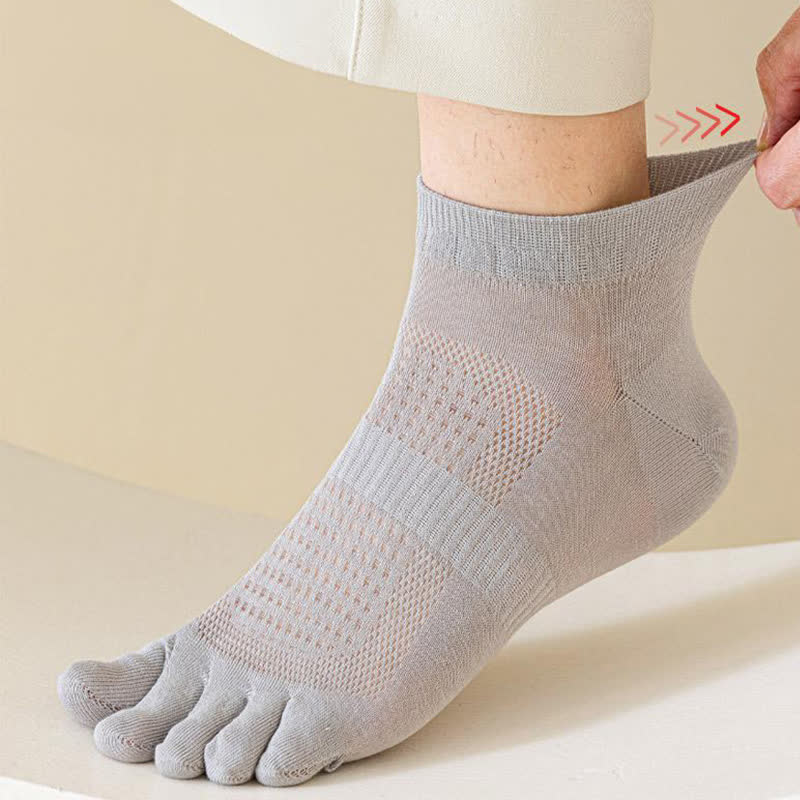 Pure Cotton Mesh Five-toe Ankle Socks(3 Pairs)