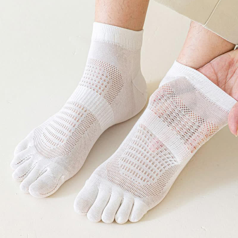 Pure Cotton Mesh Five-toe Ankle Socks(3 Pairs)
