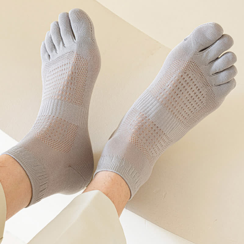 Pure Cotton Mesh Five-toe Ankle Socks(3 Pairs)