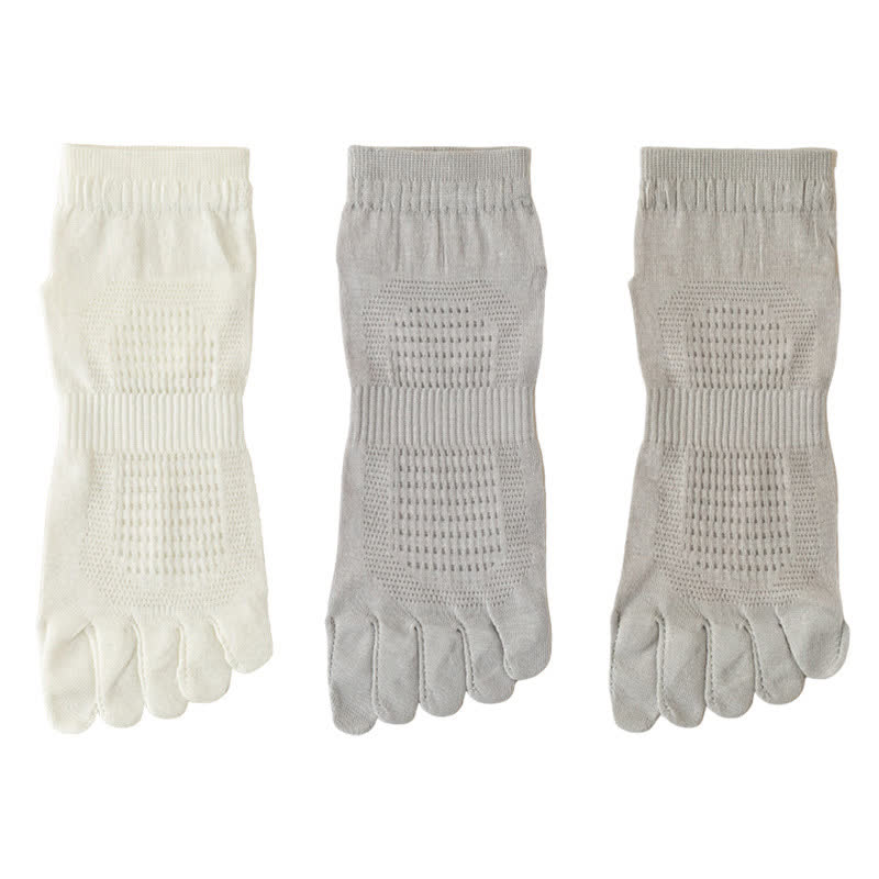Pure Cotton Mesh Five-toe Ankle Socks(3 Pairs)