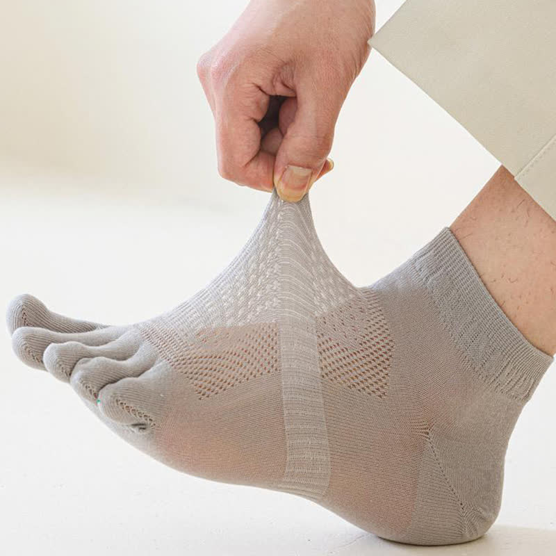Pure Cotton Mesh Five-toe Ankle Socks(3 Pairs)