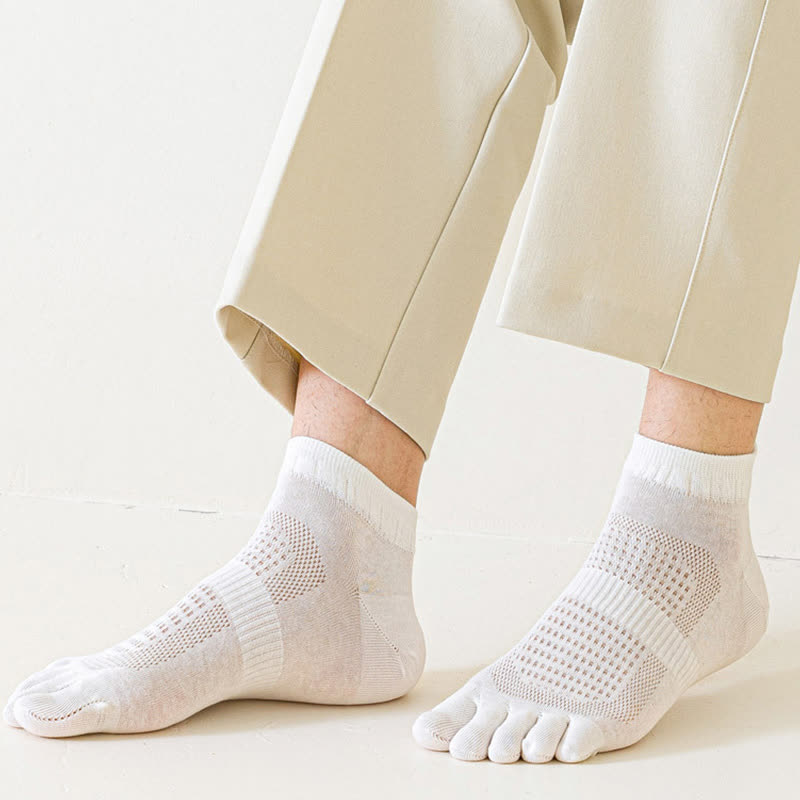 Pure Cotton Mesh Five-toe Ankle Socks(3 Pairs)