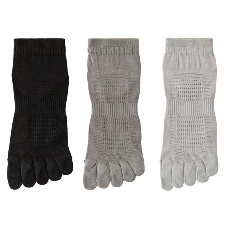 Pure Cotton Mesh Five-toe Ankle Socks(3 Pairs)