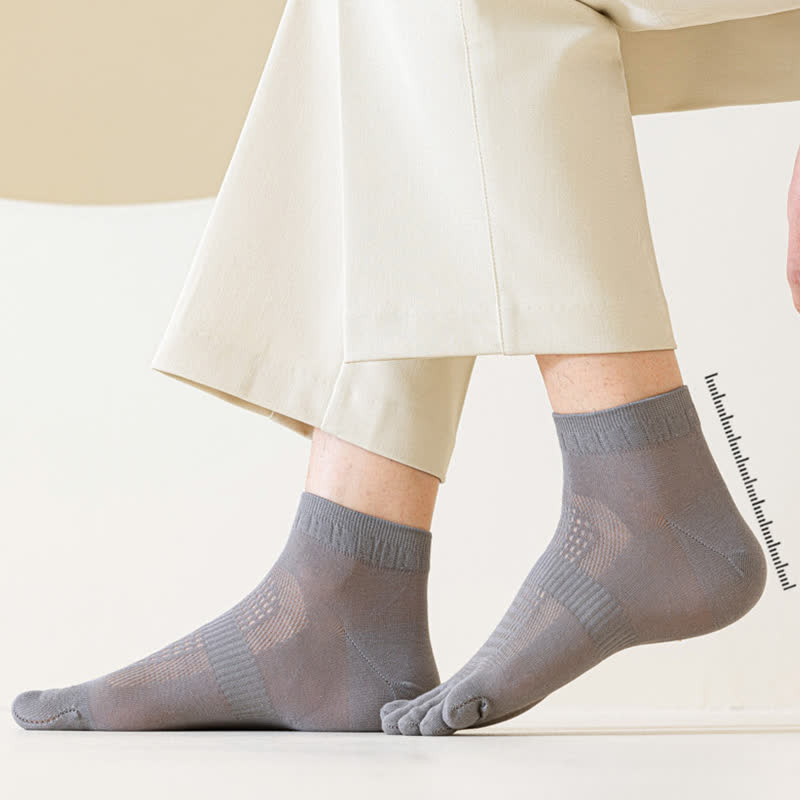 Pure Cotton Mesh Five-toe Ankle Socks(3 Pairs)