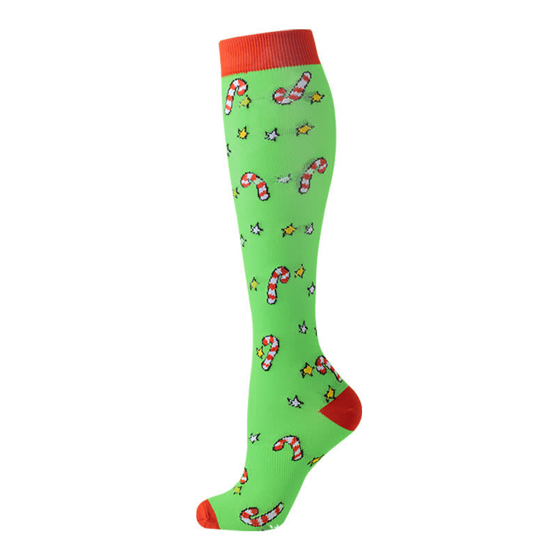 Christmas Reindeer Gingerbread Candy Cane Compression Socks(6 Pairs) - image 2