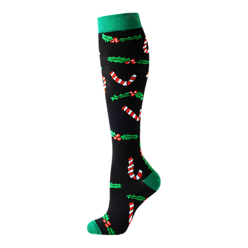 Christmas Reindeer Gingerbread Candy Cane Compression Socks(6 Pairs) - image 7
