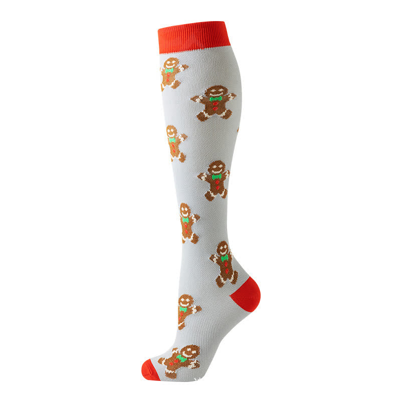 Christmas Reindeer Gingerbread Candy Cane Compression Socks(6 Pairs) - image 4