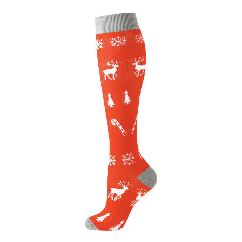 Christmas Reindeer Gingerbread Candy Cane Compression Socks(6 Pairs) - image 3