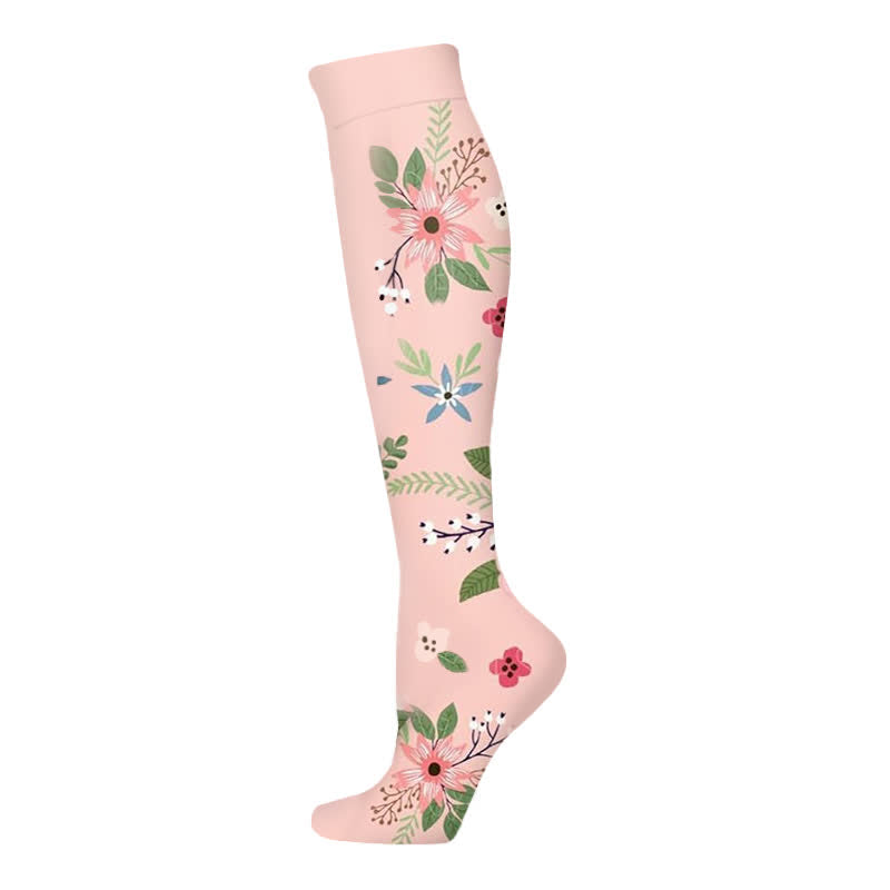 Blooming Flowers Series Compression Socks(6 Pairs) - Pink-B - S/M - image 7