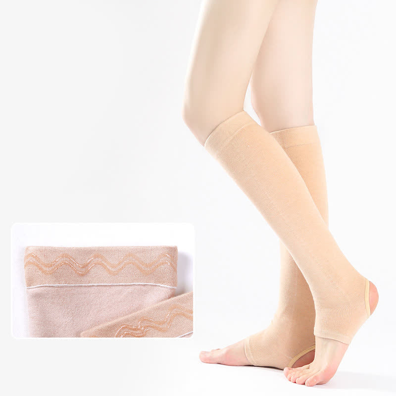 Pure Cotton Calf Sleeves with Non-slip Silicone Grip - Nude - XL - image 4