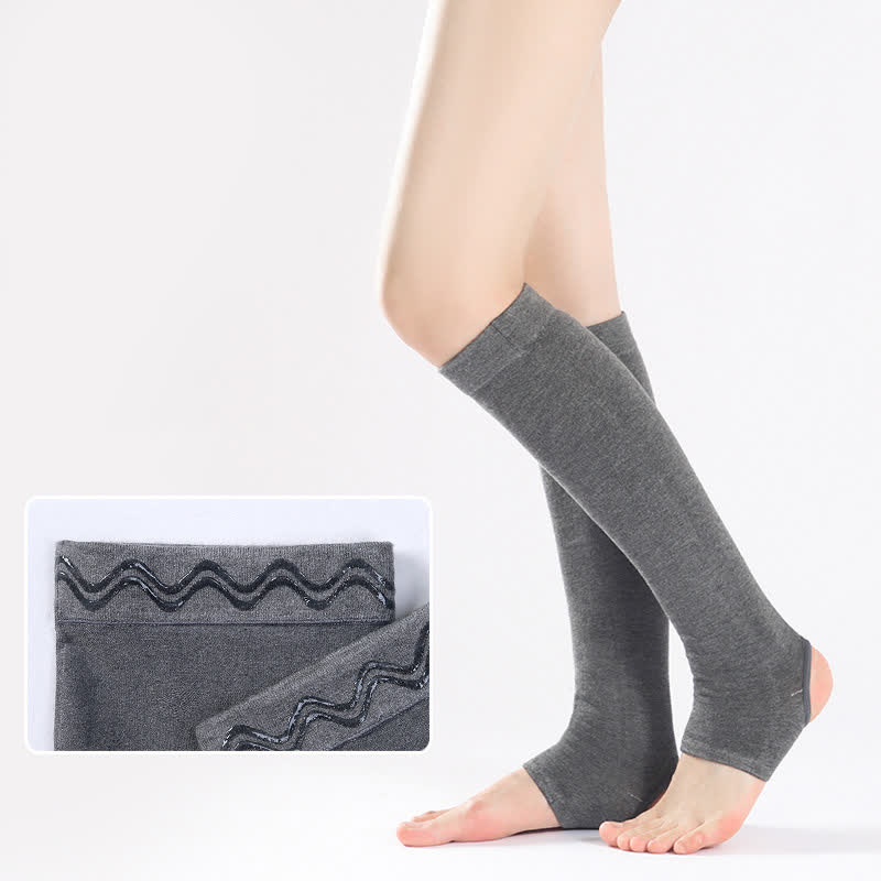 Pure Cotton Calf Sleeves with Non-slip Silicone Grip - Dark Grey - XL - image 2