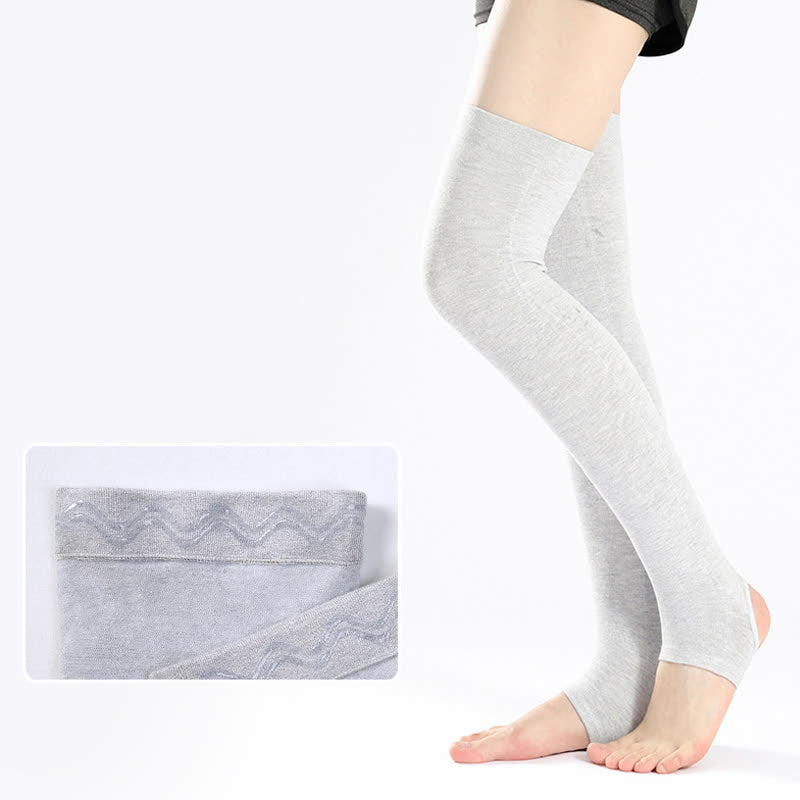 Pure Cotton Thigh Sleeves with Non-slip Silicone Grip - Light Gray - XL - image 5