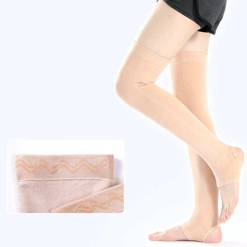 Pure Cotton Thigh Sleeves with Non-slip Silicone Grip - Nude - XL - image 6