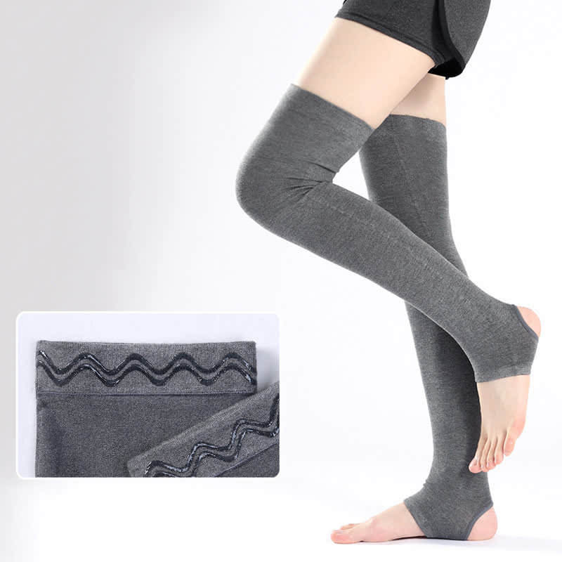 Pure Cotton Thigh Sleeves with Non-slip Silicone Grip - Dark Grey - XL - image 4
