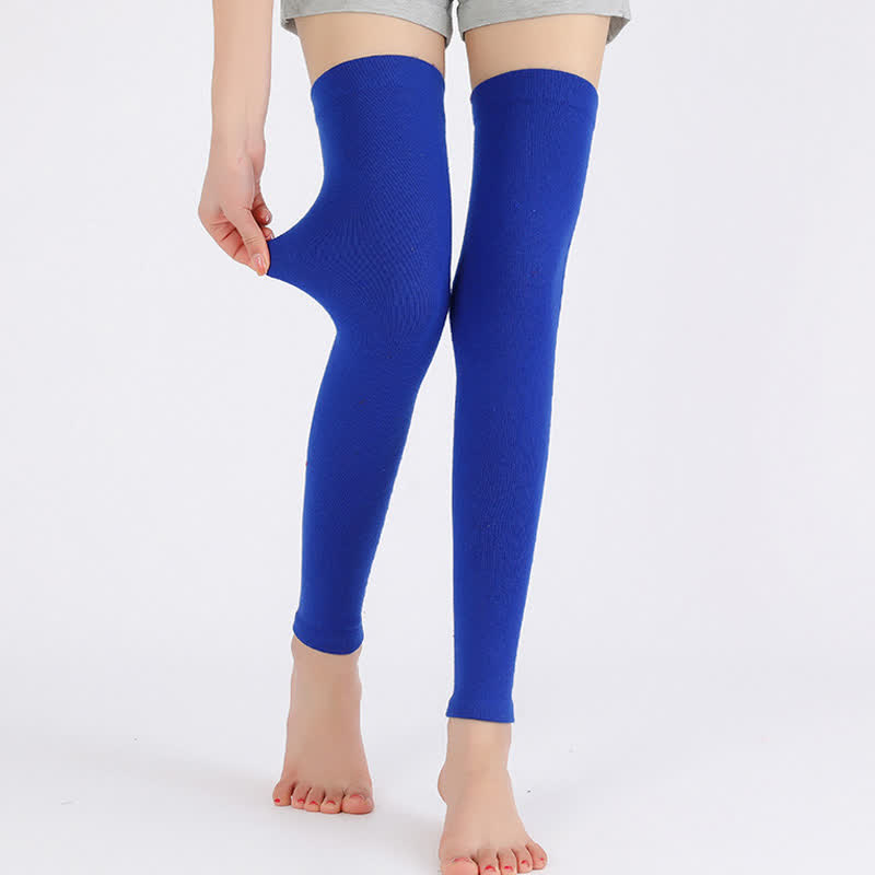 Solid Color Thin Knitted Elastic Thigh Sleeves