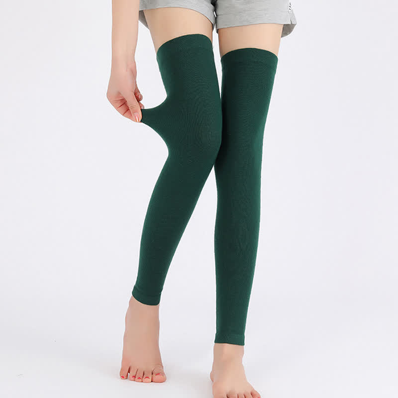 Solid Color Thin Knitted Elastic Thigh Sleeves