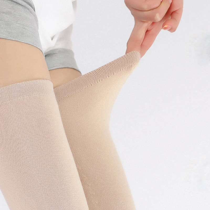 Solid Color Thin Knitted Elastic Thigh Sleeves