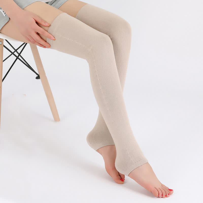 Solid Color Thin Knitted Elastic Thigh Sleeves