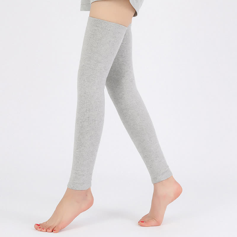 Solid Color Thin Knitted Elastic Thigh Sleeves